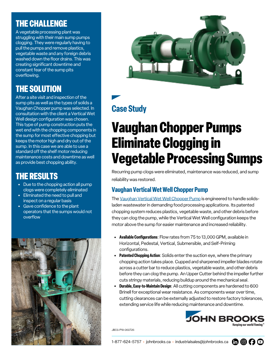 Vaughan Chopper Pumps Eliminate Clogging in Vegetable Processing Sumps
