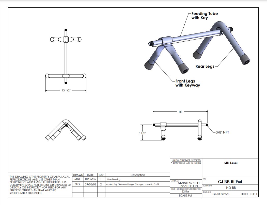 gj bb bipod engineering drawing