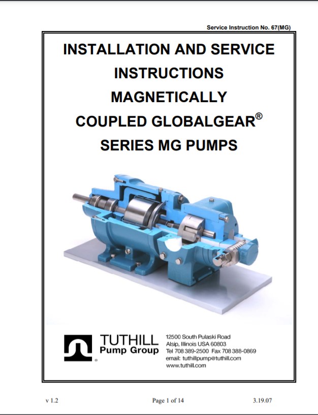 mg series pumps installation and service inst